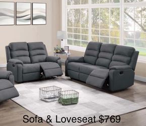 Recliner sofa and loveseat