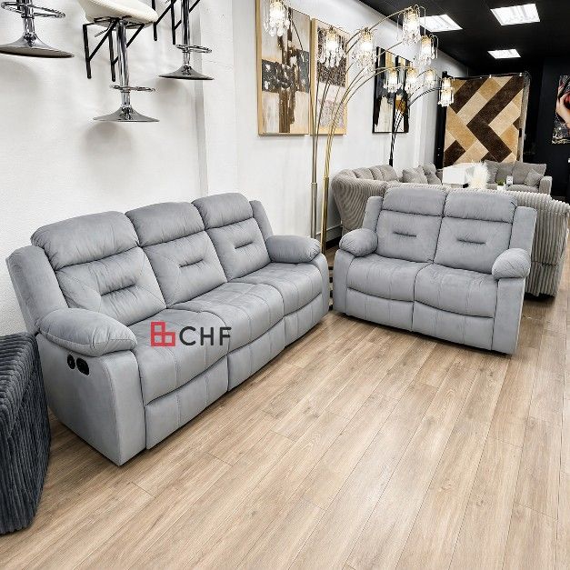 Velvet 2 Piece Reclining Sofa And Loveseat Set