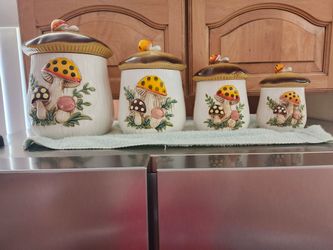 Vintage Merry Mushrooms  canisters  SEARS