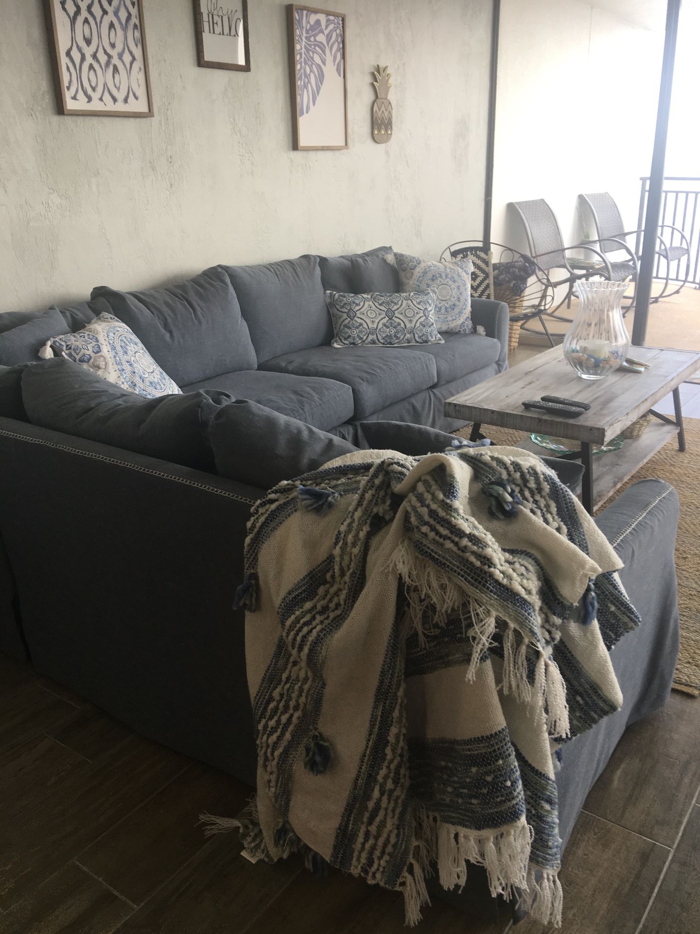 Beautiful Blue Sectional Sofa-like New