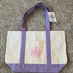 New Trader Joes LARGE Purple Lavender Canvas Tote BRAND NEW 2026