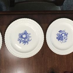 Copeland Spode 4 Basket Weave Scalloped Edge Blue Fruit Luncheon Plate