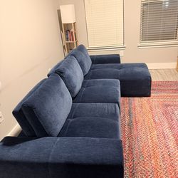 Blue Couch With Adjustable Backrest