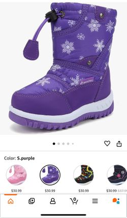 Boys Girls Winter Boots Waterproof Lightweight Kid Snow Boots with Fur Outdoor (Toddler/Little Kid/Big Kid)
