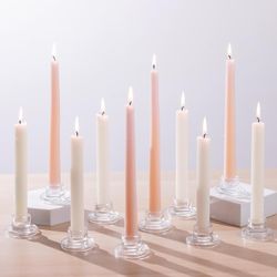Glass Tapered Candlestick Holders: 10Pcs Small Taper Candle Holders