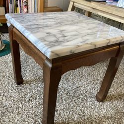 Vintage Mahogany Marble Top End Table 