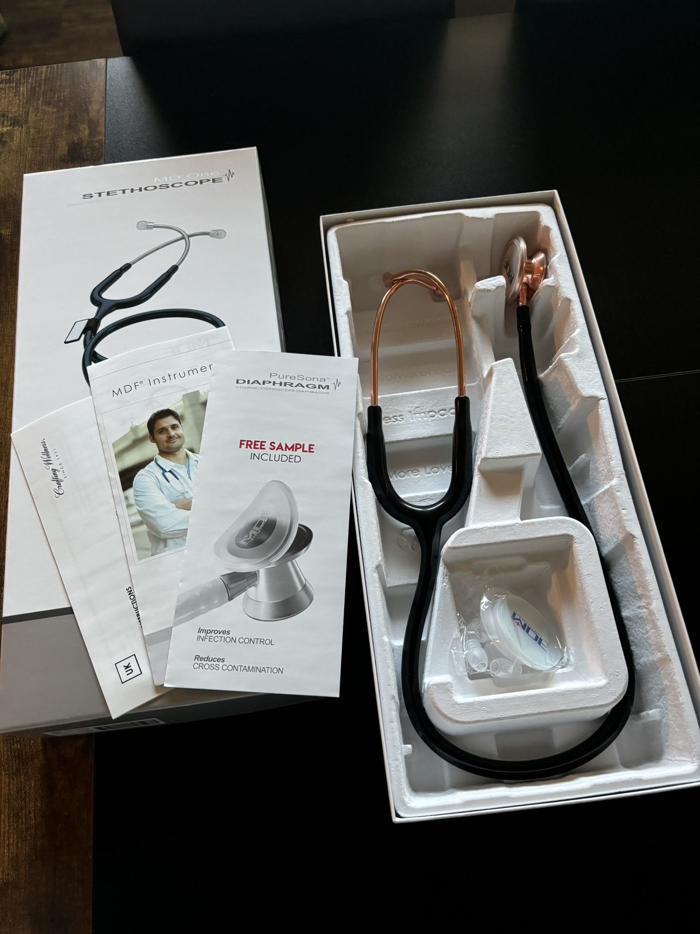 Black/ Rose Gold MD One adult stethoscope