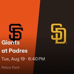 Padres Vs Giants 8/19 - 2 Tickets - Sec 117 Row 34 Aisle