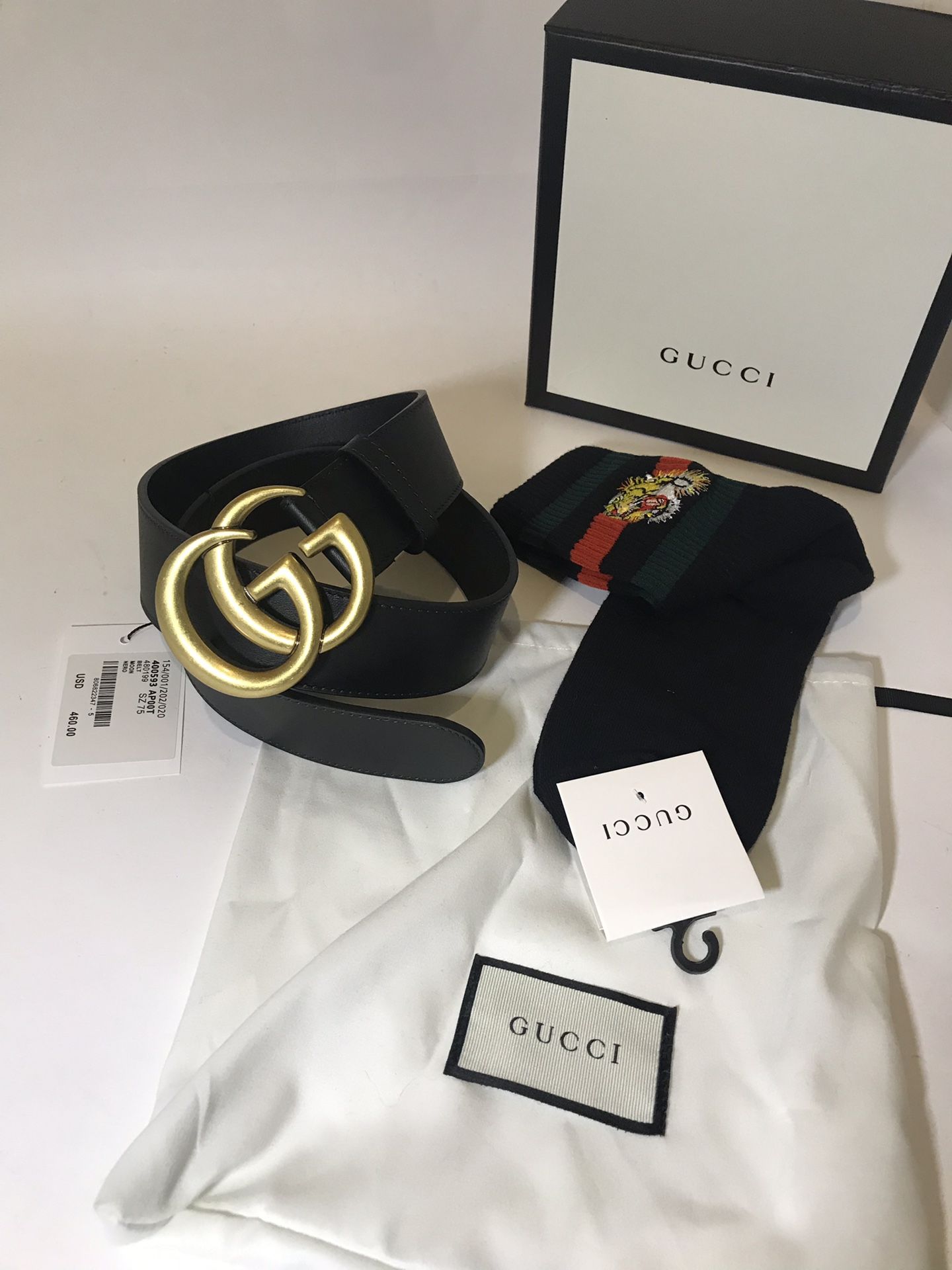 Gucci Brass GG Belt With FREE Gucci Socks! (Limited Offer)