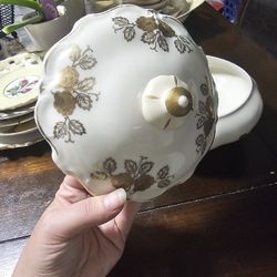 Vintage Reichenbach porcelain White & Gold candy dish