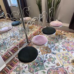 Rare Antique Heart Chairs / Patio Ice Cream Parlor Wrought Iron