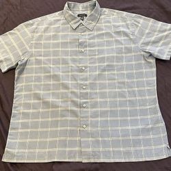 Van Heusen Men's XL, 17-17 1/2, Button Down, Short Sleeve, Blue Plaid