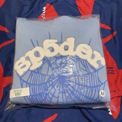 Light Blue Sp5der Hoodie Size M