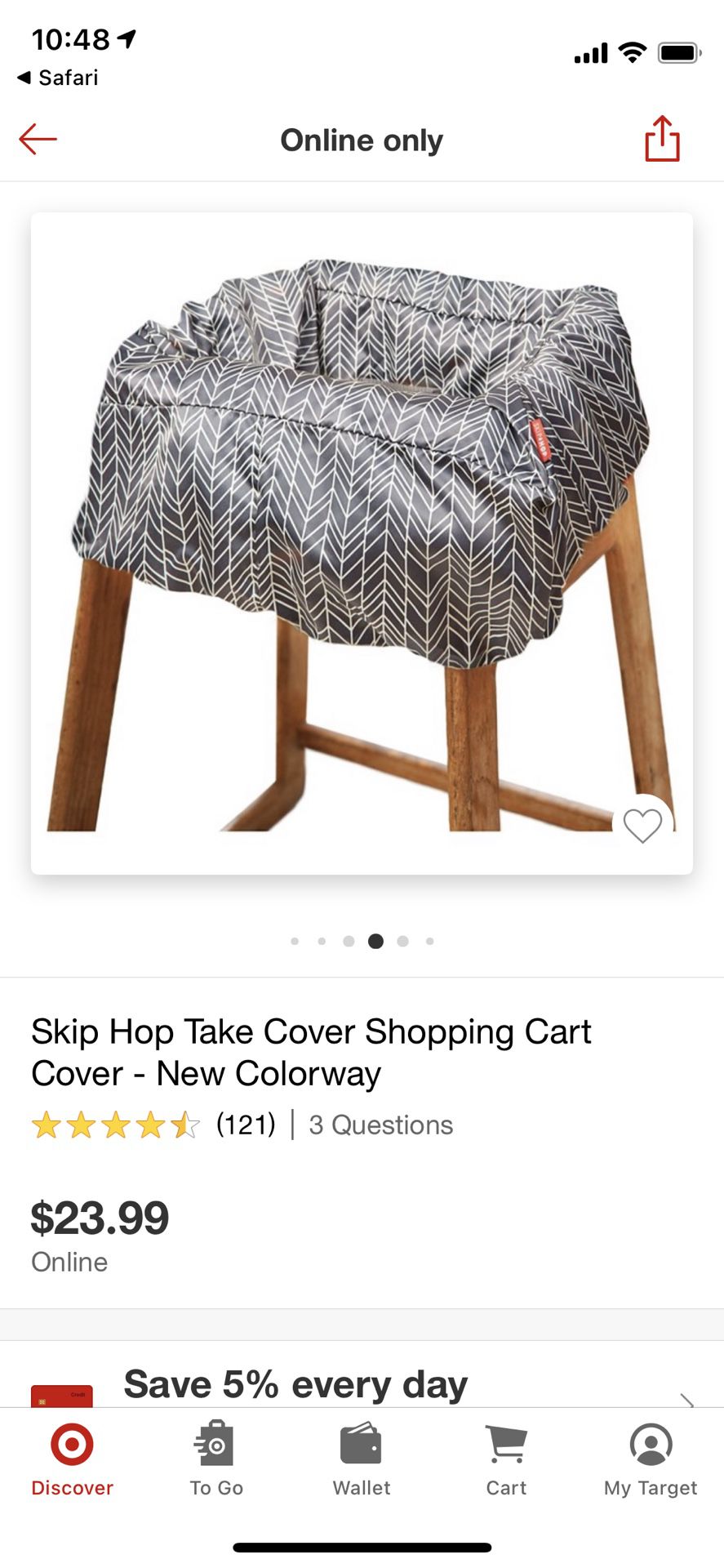 Shopping Cart / High Chair Cover Light Grey