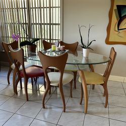 Eldorado Dining Room Table W/ 6  Leather Chairs 