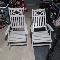 2 Grey Adjustable Wooden Chairs 