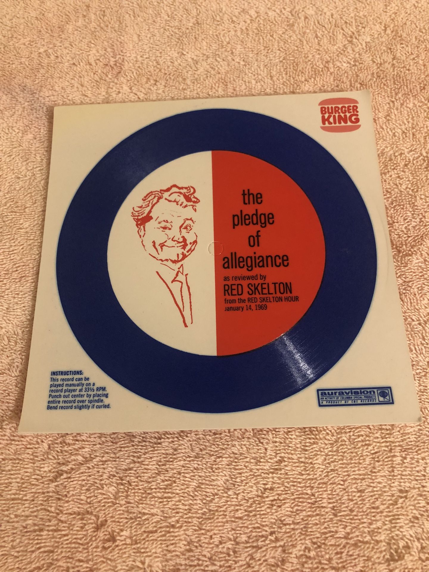 Vintage 1969 Burger King The Pledge Of Allegiance Reviewed By Red Skelton