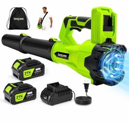 Leaf Blower Cordless 650CFM with 2x4.0Ah Battery Powered and Fast Charger Electric Leaf Blower Powerful Brushless Blowers for Lawn Care, Patio,Yard,Du
