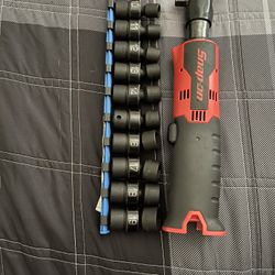 3/8 In Snap On Power Ratchet With 3/8 In Matco Swivel Sockets. 