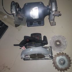 Skilsaw and 6" Bench Grinder