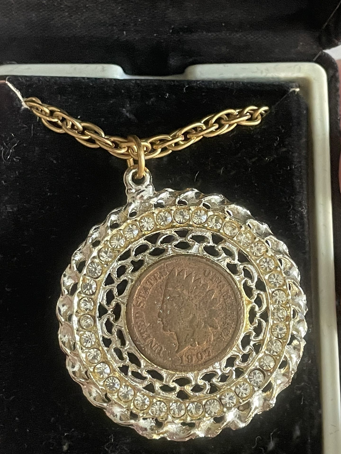 1907 Indian Head Coin On Braided Charm Medallions