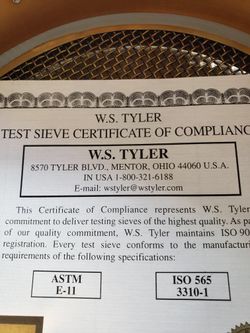 WS Tyler test sieve brand new $200.00 set