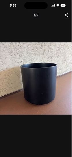 One New 15” H x 15” D - Black Ceramic Heavy Planter Pot