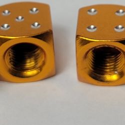Orange/Yellow Dice Car Truck Auto Valve Stem Wheels Tires