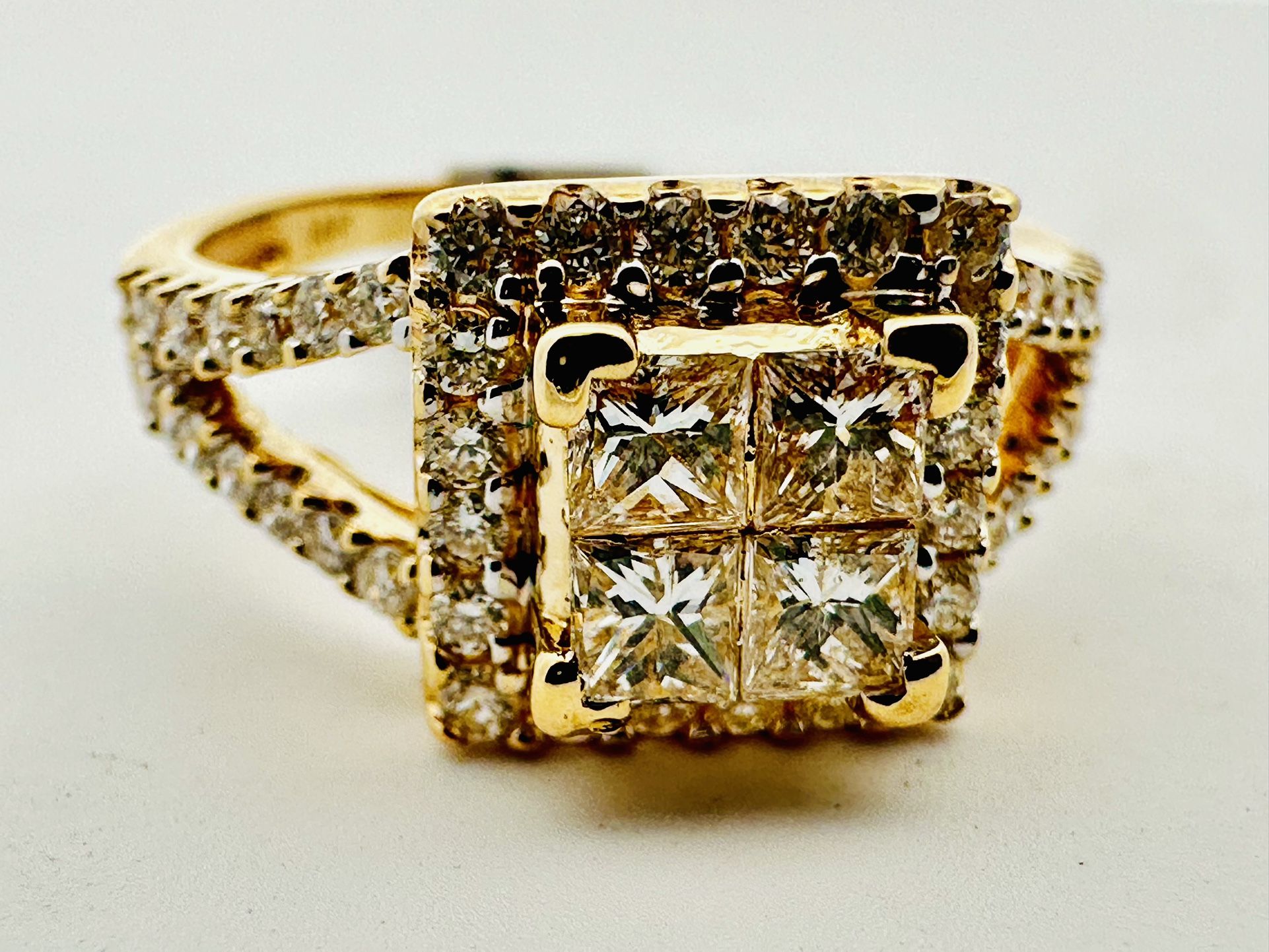14k Gold Halo Diamond Engagement Ring