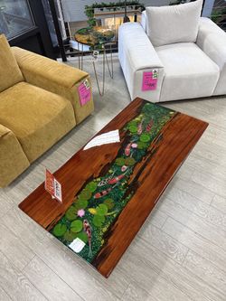 MEGA SALE! Koi Resin And Wood Hand Painted Coffee Table (Save $1300+)