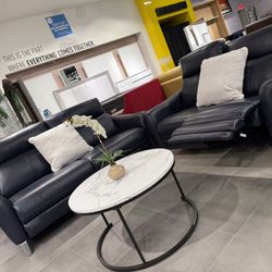 Power Recliner Sofa Set 💙 Dark Blue Color 