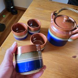 Japanese Tea Kettle And Cups