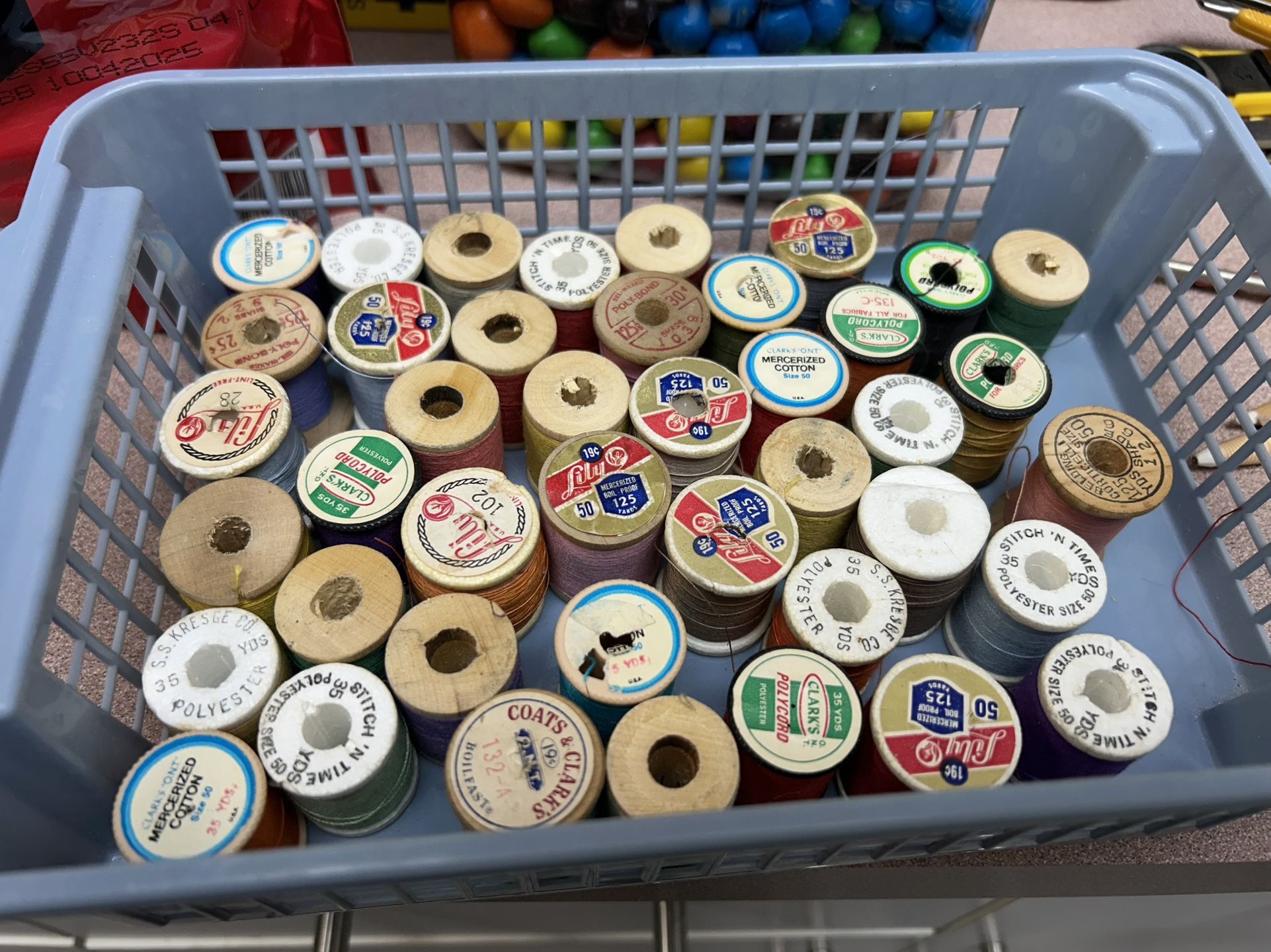 Vintage Assorted Sewing Thread Spools and Bobbins