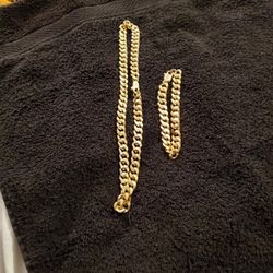 Gold Chain & Bracelet .. NEW