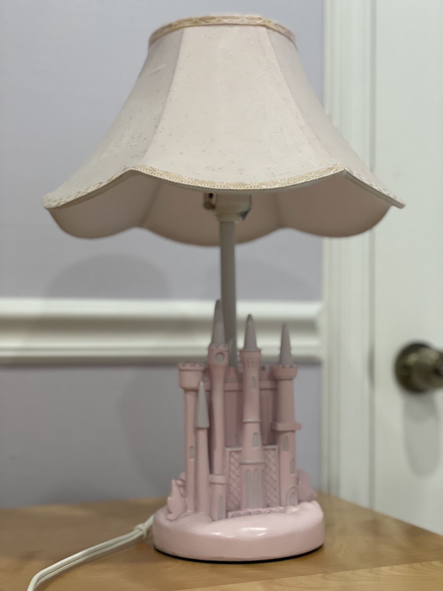 Disney Baby Cinderella castle lamp pink with shade Rare Disney baby collection