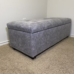 PRICE DROP: Grey Fabric Storage Ottoman / Bed Bench