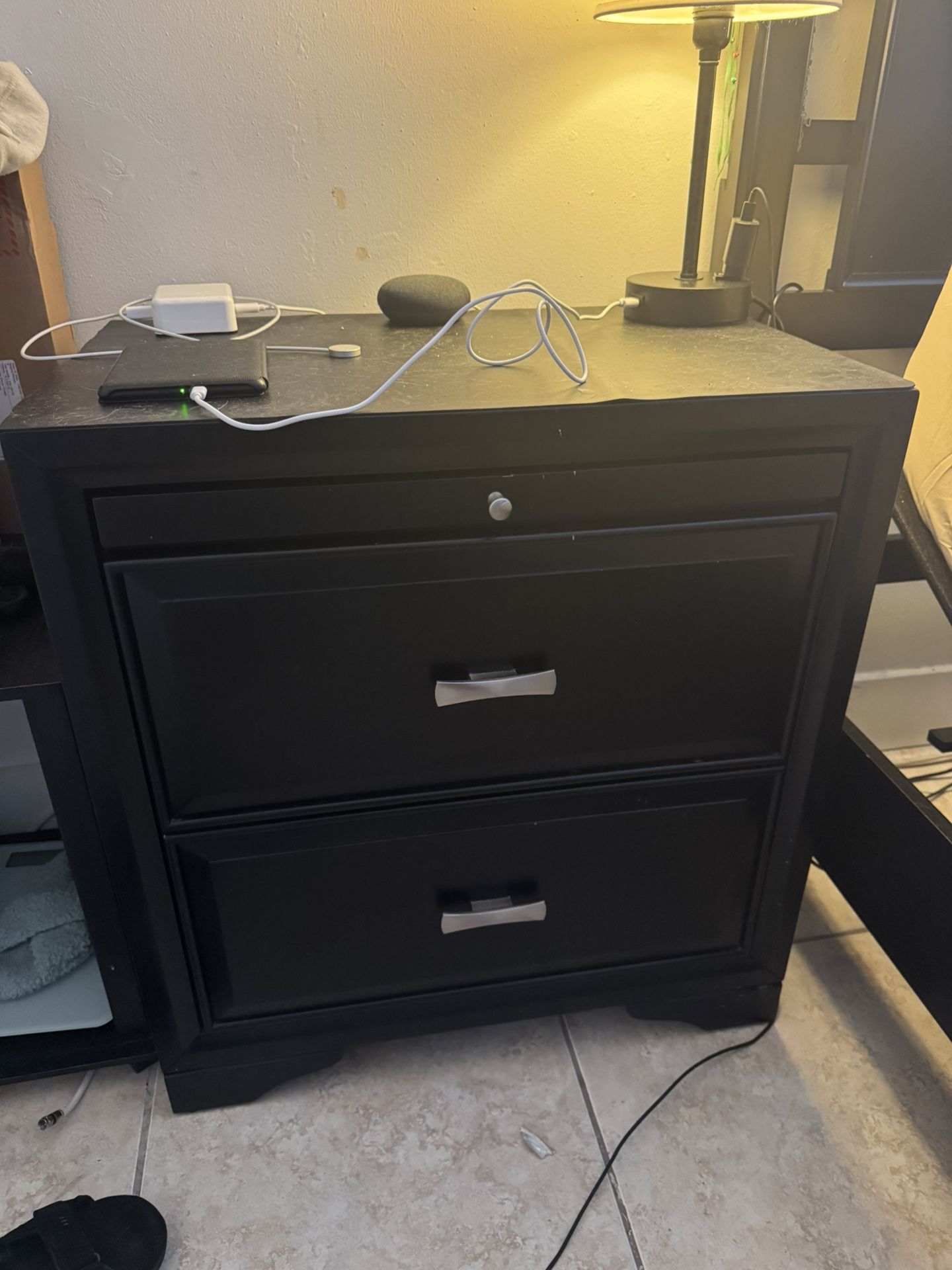 Black 2-Drawer Nightstand - Great Condition!