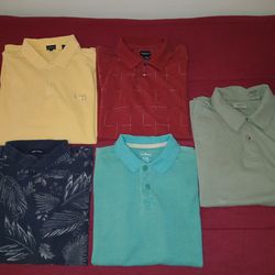 5 Mens Medium Collared Casual Polo Shirts