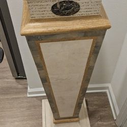 Maitland-Smith Tessellated Stone Display Pedestal — Postmodern/Neo-Deco, c. 1980s–1990s