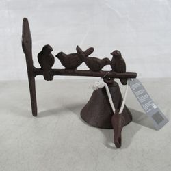 Four Birds Cast Iron Rustic Brown Wall Mount Farmhouse Dinner Bell NEW

