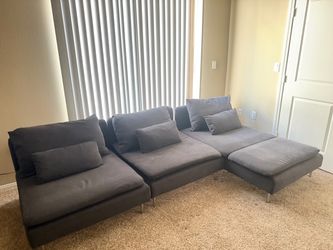 Gray Microfiber Sectional Sofa + chaise/ Ottoman