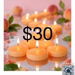 36 Packs 3 Inch Honey Peach Scented Floating Candles, 8-10 Hours Burn Time Sweet Peach Highly Scented Floating Candles for Home, Pool, Bathtub, Relaxa
