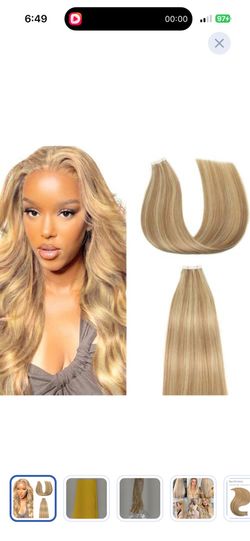 Honey blonde tape in human hair extensions
