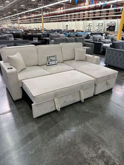 Convertible Sectional
Reversible Storage Chaise W/ Cup Holder & USB & USB-C Port

Color: Beige