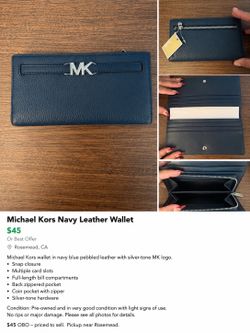 Michael Kors Navy Pebbled Leather Wallet