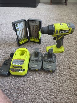 Ryobi 18V ONE+ Drill with Batteries, Charger & Bits