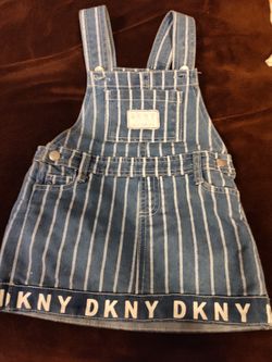 DKNY Overall Skirt Jean Striped Size 24month Jumper 