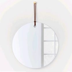 ⚡P46#5 $35 ea. - 24" THRESHOLD designed with Studio McGee Frameless Mirror with Braided Leather Hanging Strap (2 available)
