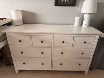 White Wood Dresser with 8 Drawers