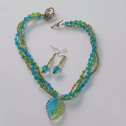 Hand made glass beads / necklace & earrings